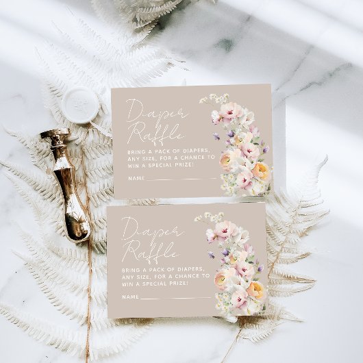 ベビーの開花ワイルドフラワーベビーシャワーオムツラッフル エンクロージャーカード