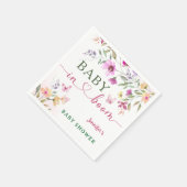 ベビーの開花ワイルドフラワーベビーシャワーガールピンク スタンダードカクテルナプキン (角)