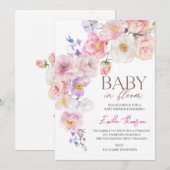 ベビーの開花ワイルドフラワーベビーシャワーパーティー 招待状 (正面/裏面)