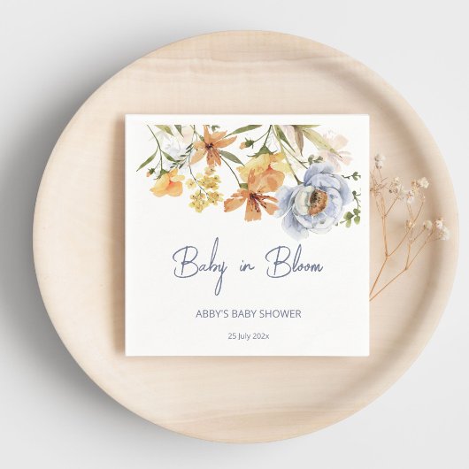 ベビーの開花ワイルドフラワーベビーシャワー印刷 スタンダードカクテルナプキン