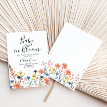 ベビーの開花ワイルドフラワーベビーシャワー招待状