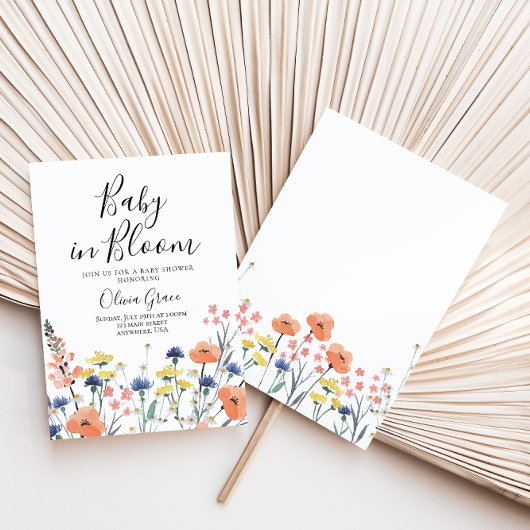 ベビーの開花ワイルドフラワーベビーシャワー招待状 招待状