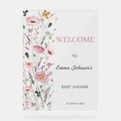 ベビーの開花ワイルドフラワーベビーシャワー アクリルサイン (正面)