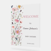 ベビーの開花ワイルドフラワーベビーシャワー アクリルサイン (傾斜)