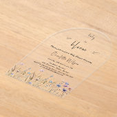 ベビーの開花ワイルドフラワーベビーシャワー アクリル招待状 (レイダウン)