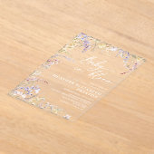 ベビーの開花ワイルドフラワーベビーシャワー アクリル招待状 (レイダウン)