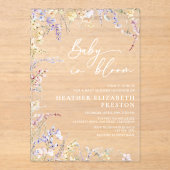 ベビーの開花ワイルドフラワーベビーシャワー アクリル招待状 (正面)