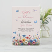 ベビーの開花ワイルドフラワーベビーシャワー – エレガント 招待状 (スタンド正面)