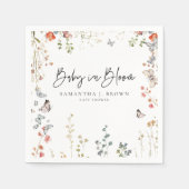 ベビーの開花ワイルドフラワーベビーシャワー スタンダードカクテルナプキン (正面)