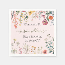 ベビーの開花ワイルドフラワーベビーシャワー スタンダードカクテルナプキン