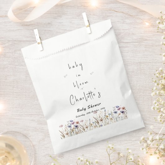 ベビーの開花ワイルドフラワーベビーシャワー フェイバーバッグ (クリップ留めされた状態)