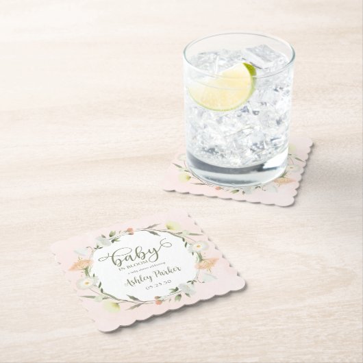 ベビーの開花ワイルドフラワーベビーシャワー ペーパーコースター (インサイチュ)