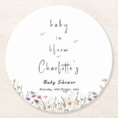 ベビーの開花ワイルドフラワーベビーシャワー ラウンドペーパーコースター (正面)