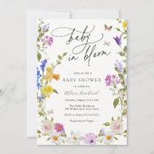 ベビーの開花ワイルドフラワーベビーシャワー 招待状 (正面)