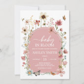 ベビーの開花ワイルドフラワーベビーシャワー 招待状 (正面)