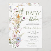ベビーの開花ワイルドフラワーベビーシャワー 招待状 (正面/裏面)