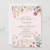 ベビーの開花ワイルドフラワーベビーシャワー 招待状 (正面)