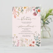 ベビーの開花ワイルドフラワーベビーシャワー 招待状 (スタンド正面)