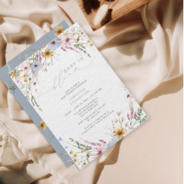 ベビーの開花ワイルドフラワーベビーシャワー 招待状