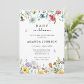 ベビーの開花ワイルドフラワーベビーシャワー 招待状 (スタンド正面)