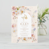 ベビーの開花ワイルドフラワーベビーシャワー 招待状 (スタンド正面)