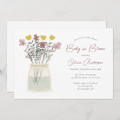 ベビーの開花ワイルドフラワーベビーシャワー 招待状 (正面/裏面)