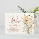 ベビーの開花ワイルドフラワーベビーシャワー 招待状 (スタンド正面)
