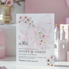 ベビーの開花ワイルドフラワーボウ春ベビーシャワー 招待状