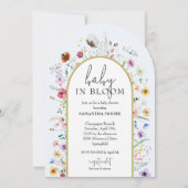 ベビーの開花ワイルドフラワーボーイベビーシャワーアーチトップ 招待状 (正面)