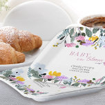 ベビーの開花ワイルドフラワーローンフローラ ペーパープレート<br><div class="desc">ベビー開花ワイルドフラワーベビーシャワー紙プレートパーソナライズする。デザイン縁どは黄色と青色のピンクの薄紫に野生の花のフローラを備えている。一致するもし製品が必要な場合は、私のワイルドフラワーの芝生のコレクションを参照するか、またはメッセージを私に必要なデザインテンプレートを追加する。</div>