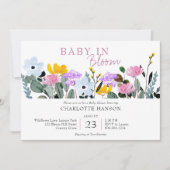 ベビーの開花ワイルドフラワーローンベイビーシャワー 招待状 (正面)