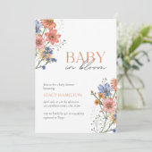 ベビーの開花ワイルドフラワー春ベビーシャワー 招待状 (スタンド正面)