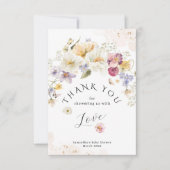 ベビーの開花ワイルドフラワー素朴赤ちゃんシャワー サンキューカード (正面)