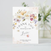 ベビーの開花ワイルドフラワー素朴赤ちゃんシャワー サンキューカード (スタンド正面)