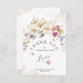 ベビーの開花ワイルドフラワー素朴赤ちゃんシャワー サンキューカード