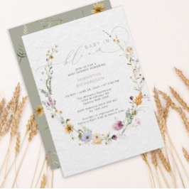 ベビーの開花ワイルドフラワー素朴赤ちゃんシャワー 招待状