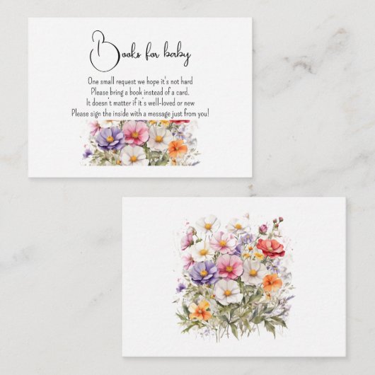 ベビーの開花ワイルドフラワー薄紫ベビーシャワー エンクロージャーカード (正面/裏面)