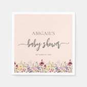 ベビーの開花ワイルドフラワー赤面ピンクベビーシャワー スタンダードカクテルナプキン (正面)