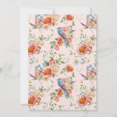 ベビーの開花ワイルドフラワー&バードガールベビーシャワー 招待状 (裏面)