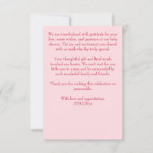 ベビーの開花ヴィンテージキャリッジ花ベビーシャワー サンキューカード (裏面)