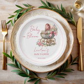 ベビーの開花ヴィンテージキャリッジ花ベビーシャワー ペーパープレート