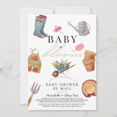 ベビーの開花園芸用具ベビーシャワーby Mail 招待状 (正面)