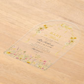 ベビーの開花夏の黄色の野生の花の赤ちゃんシャワー アクリル招待状 (レイダウン)