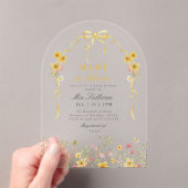 ベビーの開花夏の黄色の野生の花の赤ちゃんシャワー アクリル招待状 (インサイチュ (ポータブル))