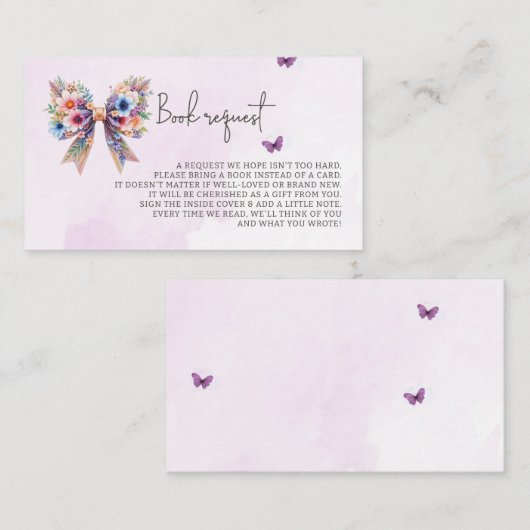 ベビーの開花弓の赤ちゃんシャワー本の要求 エンクロージャーカード (正面/裏面)