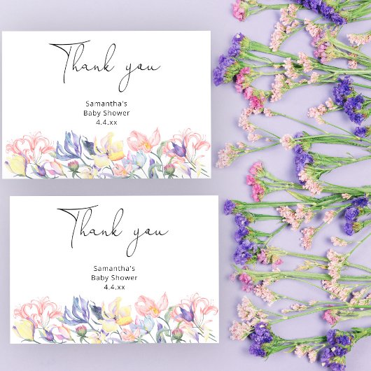 ベビーの開花感謝していあなた赤ちゃんシャワー サンキューカード