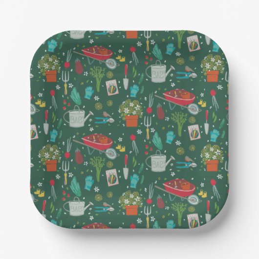 ベビーの開花成長家族の緑の赤ちゃんシャワー ペーパープレート (正面)