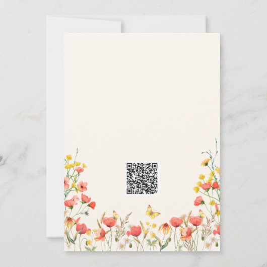 ベビーの開花押されたワイルドフラワーガール赤ちゃんシャワー 招待状 (裏面)