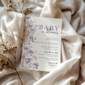 ベビーの開花招待状、紫の赤ちゃんシャワー 招待状