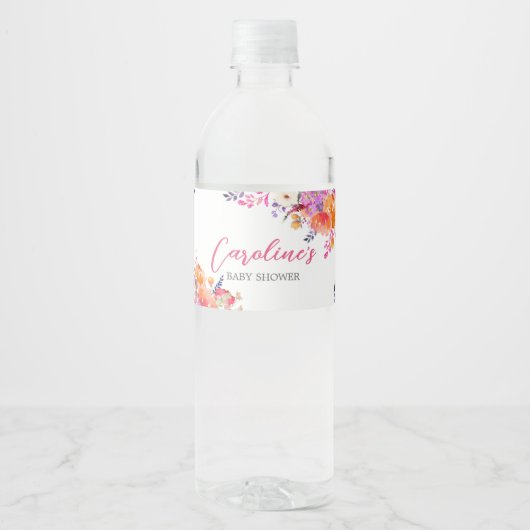 ベビーの開花明るいフローラベビーシャワー ペットボトルラベル (正面)